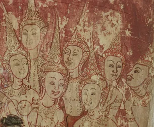 Fresco detail, Wat Compuwek, Nonthaburi, Thailand